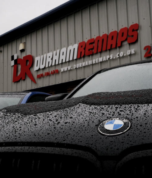 Background Image - BMW in Front of Durham Remaps Sign